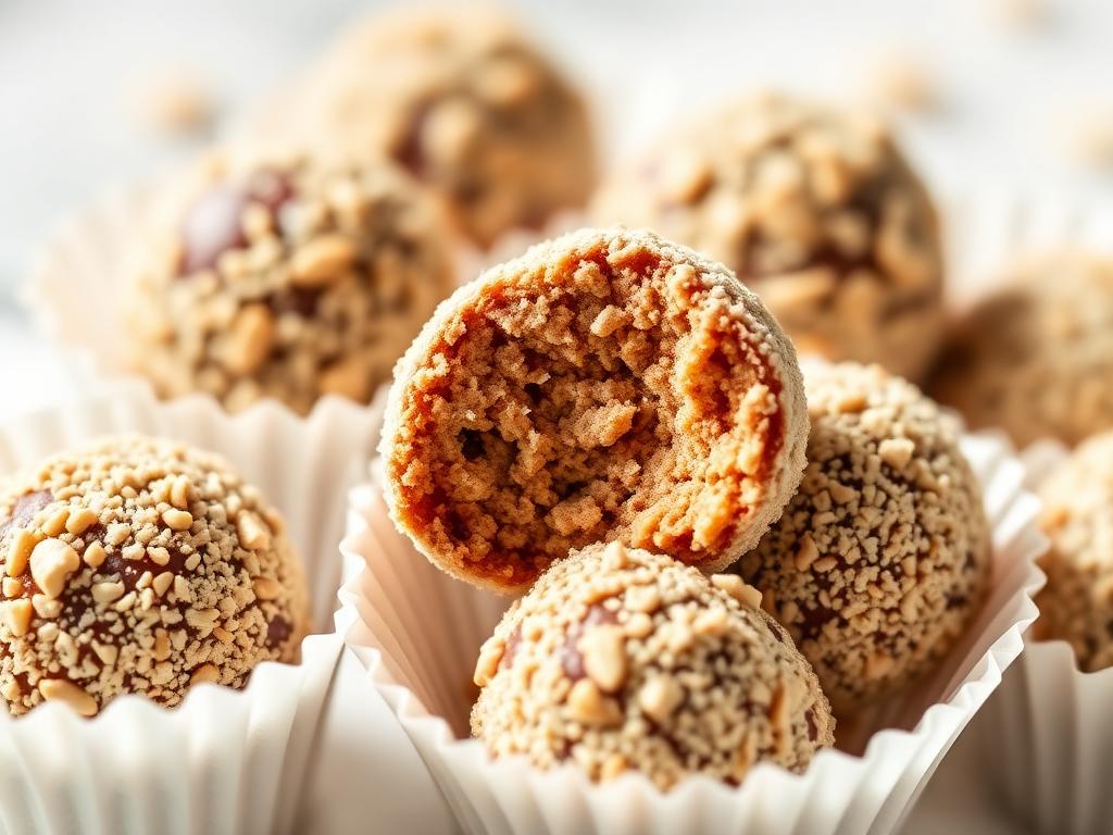 Brigadeiro de Paçoca Low Carb Sem Açúcar e Sem Glúten Brigadeiros de paçoca low carb sem açúcar e sem glúten passados em paçoca esfarelada