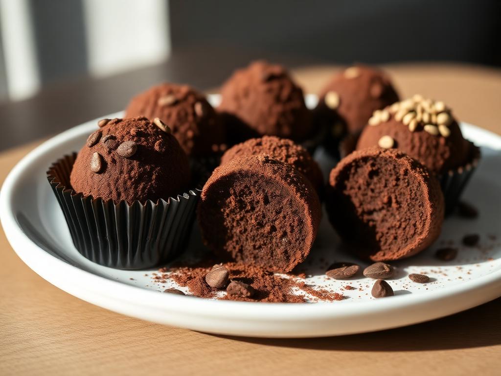 Brigadeiro Trufado Saudável Sem Açúcar e Sem Glúten Brigadeiros trufados saudáveis sem açúcar e sem glúten passados no cacau em pó