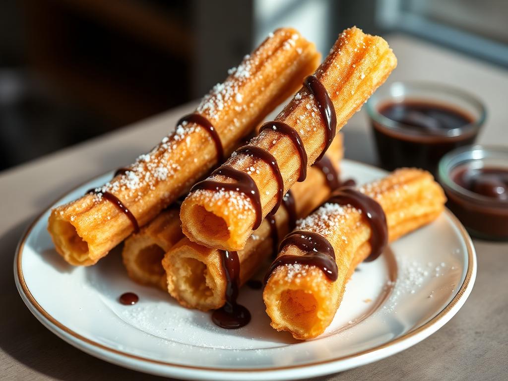 Churros Cremoso Sem Açúcar e Sem Glúten Churros cremoso sem açúcar e sem glúten polvilhado com canela e xilitol e ganache de chocolate